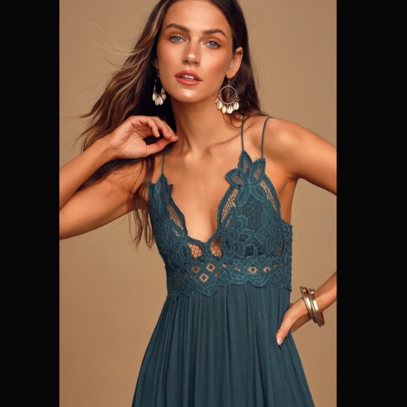 Free people Adella Maxi Slip Dress in Turquoise - Picture 4 of 10